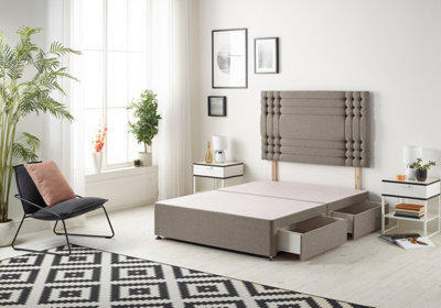 Somnior Beds Somnior Flexby Tweed Coffee Divan Bed Base With 2 Drawers And Headboard - Small Double - image 1