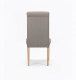 Hallowood Furniture Premium Roll Top Linen Fabric Steel Grey Dining Chairs Set Of 2 With Solid Wooden Legs - thumbnail 7
