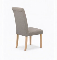 Hallowood Furniture Premium Roll Top Linen Fabric Steel Grey Dining Chairs Set Of 2 With Solid Wooden Legs - thumbnail 6