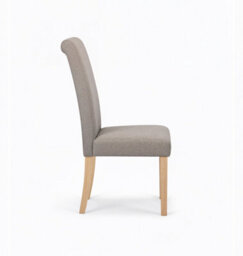 Hallowood Furniture Premium Roll Top Linen Fabric Steel Grey Dining Chairs Set Of 2 With Solid Wooden Legs - thumbnail 5