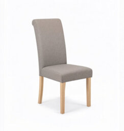 Hallowood Furniture Premium Roll Top Linen Fabric Steel Grey Dining Chairs Set Of 2 With Solid Wooden Legs - thumbnail 4