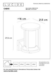 Lucide Cadix Outdoor Hanging Lantern Wall Light Black - thumbnail 8