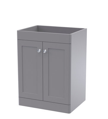 Hudson Reed Classique Components Floor Standing 2-Door Vanity Unit, Stylish Single Vanity Unit With Soft Close Doors, Satin Grey - image 1