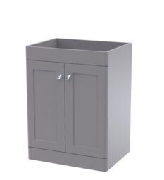Hudson Reed Classique Components Floor Standing 2-Door Vanity Unit, Stylish Single Vanity Unit With Soft Close Doors, Satin Grey - thumbnail 1