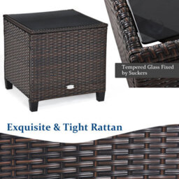 Costway 3 Pcs Patio Rattan Sofa Chair & Table Set Outdoor Wicker Bistro Set-Black - thumbnail 7