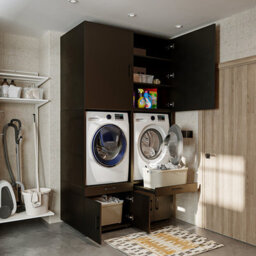Roomart A Plus, Twin Washer And Dryer Cabinet Set, Black Oak, Extra Tall - thumbnail 3