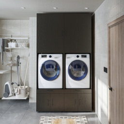 Roomart A Plus, Twin Washer And Dryer Cabinet Set, Black Oak, Extra Tall - thumbnail 2