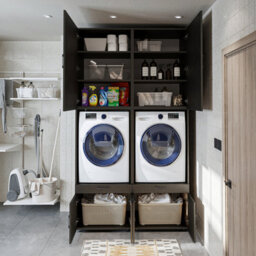 Roomart A Plus, Twin Washer And Dryer Cabinet Set, Black Oak, Extra Tall - thumbnail 4