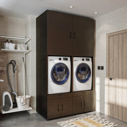 Roomart A Plus, Twin Washer And Dryer Cabinet Set, Black Oak, Extra Tall - thumbnail 1