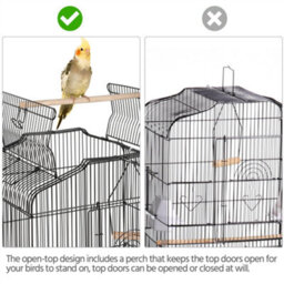 Yaheetech Black Open Top Metal Birdcage Parrot Cage With Slide-Out Tray And Four Feeders - thumbnail 6