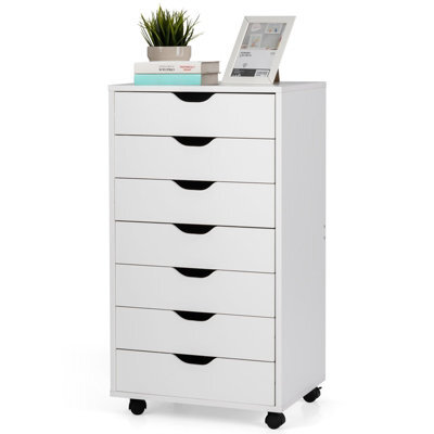Costway 7 Drawer Chest Mobile Storage Dresser Floor Cabinet Organizer W/ Wheels - image 1