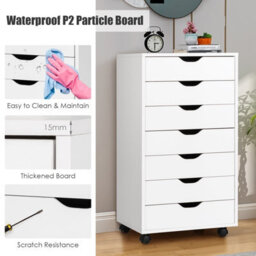 Costway 7 Drawer Chest Mobile Storage Dresser Floor Cabinet Organizer W/ Wheels - thumbnail 7