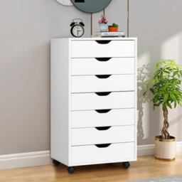 Costway 7 Drawer Chest Mobile Storage Dresser Floor Cabinet Organizer W/ Wheels - thumbnail 3