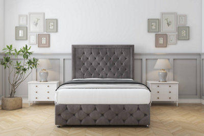 "Comfort Winchester Slate Naples Divan Bed Set 2 Drawers Right Side - 26"" Strutted & 12"" Footboard 4' Small Double" - image 1