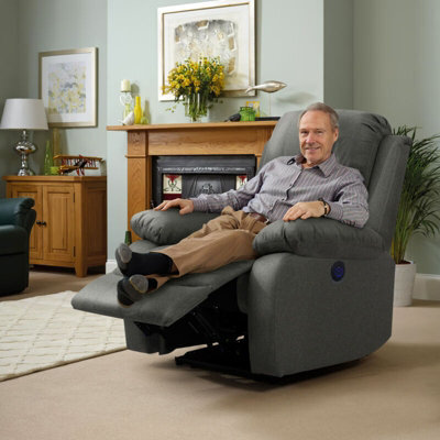 Comfy Living Linen Electric Reclining Chair In Dark Grey