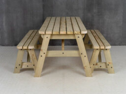 Arbor Garden Solutions Victoria Rounded Space Saving Picnic Table Benches Set (6Ft, Natural Finish) - thumbnail 5