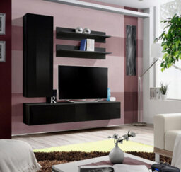 Arte Fly H1 Black Gloss Entertainment Unit 160Cm - Glam Led Media Stage For Tvs Up To 49 Inch