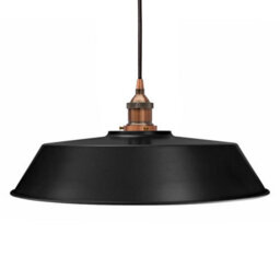 Matt Black Large Chancery Painted Dome Pendant Light With Antique Copper Lamp Holder And Black Round Cable - Se Home - thumbnail 1