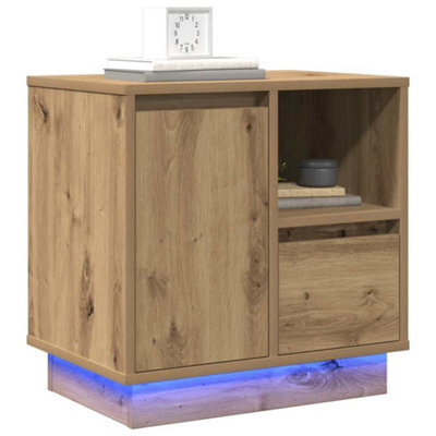 Berkfield Modern Bedside Cabinets With Led 2 Pcs Artisan Oak 50X34,5X50 Cm - image 1