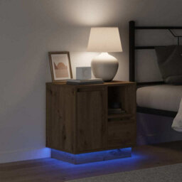 Berkfield Modern Bedside Cabinets With Led 2 Pcs Artisan Oak 50X34,5X50 Cm - thumbnail 3