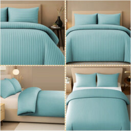 Pamposh Satin Stripe Single Duvet Cover Set Premium Microfibre Hotel Quality Quilt Cover Bedding Sets Hypoallergenic Ultrasoft Bed - thumbnail 4