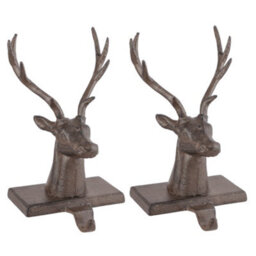 Dibor Set Of 2 Cast Iron Black Decorative Stocking Hook Fireplace Stocking Holder Christmas Stocking Holders - thumbnail 1