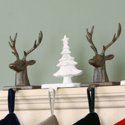 Dibor Set Of 2 Cast Iron Black Decorative Stocking Hook Fireplace Stocking Holder Christmas Stocking Holders - thumbnail 2