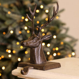 Dibor Set Of 2 Cast Iron Black Decorative Stocking Hook Fireplace Stocking Holder Christmas Stocking Holders - thumbnail 3