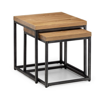 Oakham Lomond Nesting Lamp Tables In Oak And Gunmetal - image 1