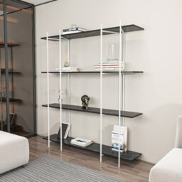 Decorotika Moss 3-Tier Bookcase Shelving Unit Black Marble Effect & White - thumbnail 3