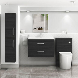 Royal Bathrooms Turin Hale Black 800mm Wall Hung Vanity Unit 2 Drawer With Mid-Edge Basin Sink - thumbnail 4