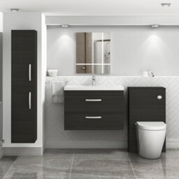 Royal Bathrooms Turin Hale Black 800mm Wall Hung Vanity Unit 2 Drawer With Mid-Edge Basin Sink - thumbnail 2