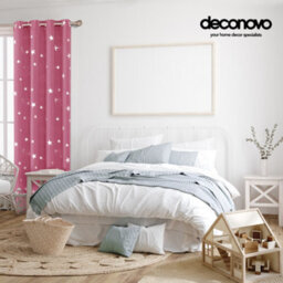Deconovo Blackout Eyelet Curtains, Room Darkening Thermal Insulated Silver Star Foil Printed Curtains W52 X L72 Inch, Pink, 1 Pair - thumbnail 3