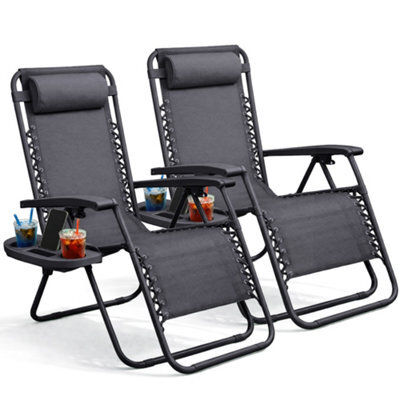 Keplin Standard Model Of Gravity Chair 110X65X90Cm, 2Pk Adjustable Reclining Zero Gravity Lounger For Garden & Patio, Charcoal - image 1