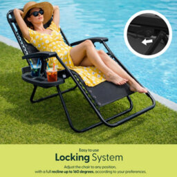 Keplin Standard Model Of Gravity Chair 110X65X90Cm, 2Pk Adjustable Reclining Zero Gravity Lounger For Garden & Patio, Charcoal - thumbnail 3