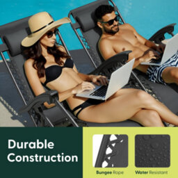 Keplin Standard Model Of Gravity Chair 110X65X90Cm, 2Pk Adjustable Reclining Zero Gravity Lounger For Garden & Patio, Charcoal - thumbnail 5