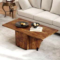 Costway 120Cm Extendable Center Table Foldable Coffee Table W/ Storage-Walnut - thumbnail 4