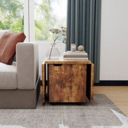 Costway 120Cm Extendable Center Table Foldable Coffee Table W/ Storage-Walnut - thumbnail 5