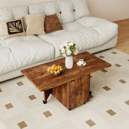 Costway 120Cm Extendable Center Table Foldable Coffee Table W/ Storage-Walnut - thumbnail 3