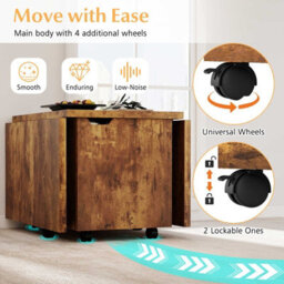 Costway 120Cm Extendable Center Table Foldable Coffee Table W/ Storage-Walnut - thumbnail 7