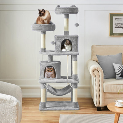 Yaheetech Light Grey 158Cm Multilevel Cat Tree Tower With 2 Condos & Scratching Post - image 1