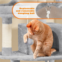 Yaheetech Light Grey 158Cm Multilevel Cat Tree Tower With 2 Condos & Scratching Post - thumbnail 6