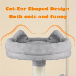 Yaheetech Light Grey 158Cm Multilevel Cat Tree Tower With 2 Condos & Scratching Post - thumbnail 5