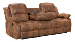 Faux Leather Suede Brown 3 Seater Manual Recliner Sofa Valencia - thumbnail 4