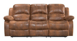Faux Leather Suede Brown 3 Seater Manual Recliner Sofa Valencia - thumbnail 3