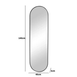 Melody Maison Black Oval Framed Wall Mirror 140Cm X 40Cm - thumbnail 7