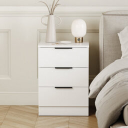 Lassic Vida Designs Trega White 3 Drawer Compact Space-Saving Nightstands, (H)500mm X (W)390mm X (D)280mm, Set Of 2 - thumbnail 7