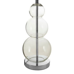 Orsina Subtle Grey Shade Table Lamp With 3 Clear Glass Orbs, Clean-Line Accent Light, Round Base Lamp For Lounge - thumbnail 4