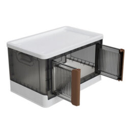 Living And Home 32L Double Doors Collapsible Dustproof Stackable Storage Organizer Box With Wheels - thumbnail 4