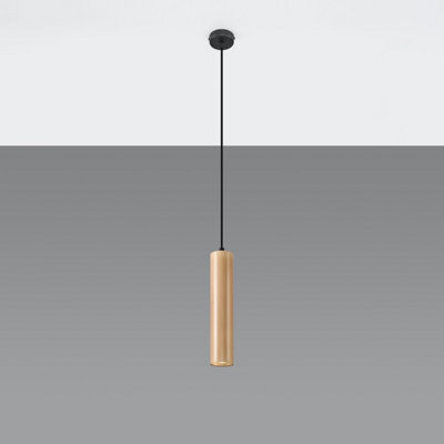 Sollux Lighting Lino Wood Natural 1 Light Classic Pendant Ceiling Light - image 1